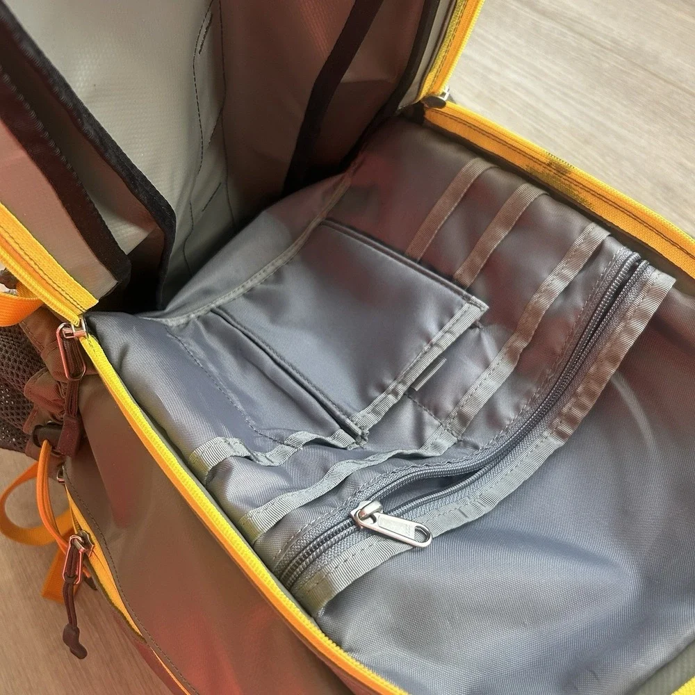 The North Face Hot Shot Backpack Book bag Travel Weekend School YELLOW/GREY